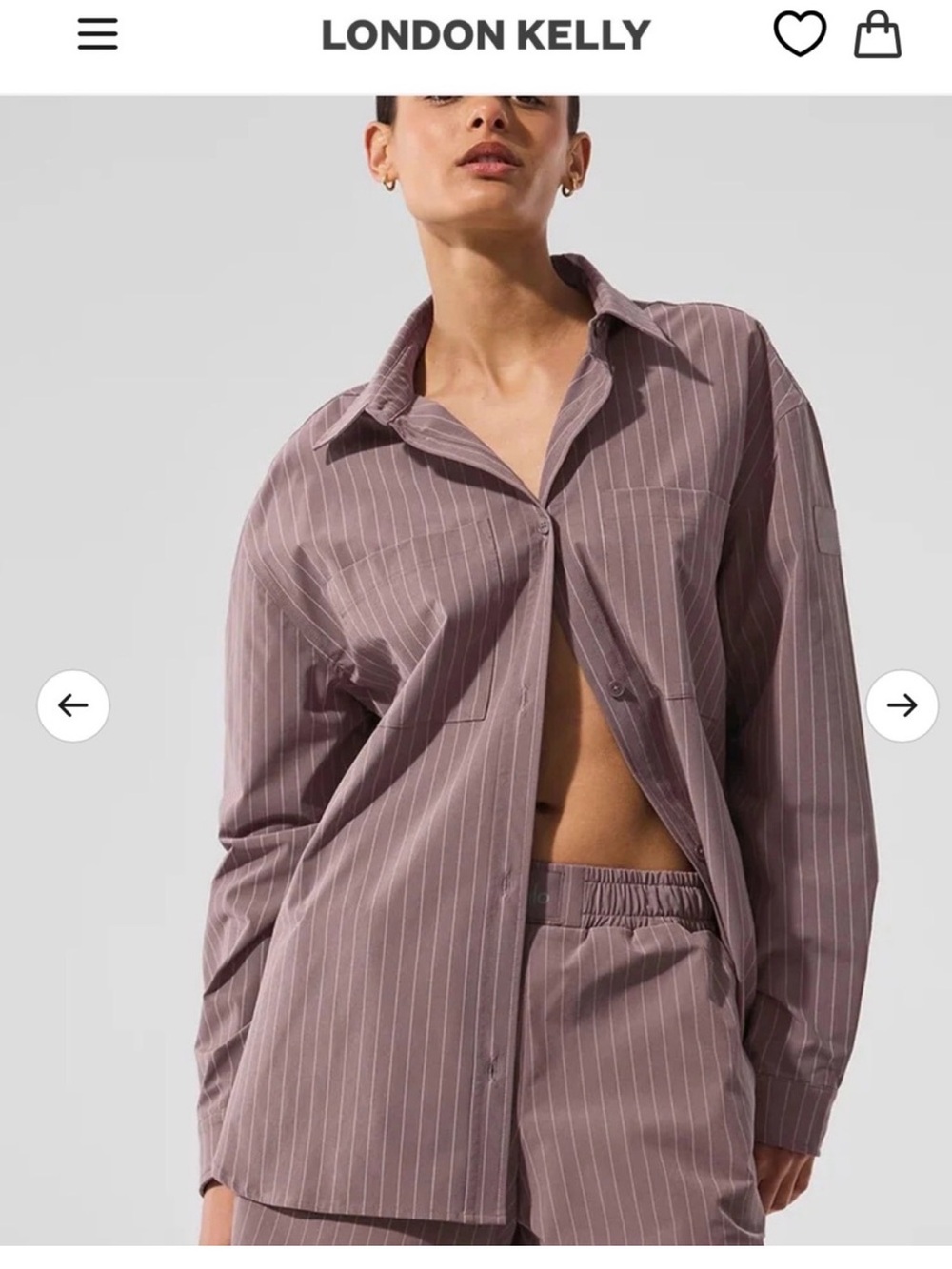 Alo pinstripe button down long sleeve
